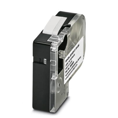 Phoenix Contact Label Cassette; MM-EML (EX10)R C1 WH/BK; for THERMOFOX printer; 10mm max. letter height; white